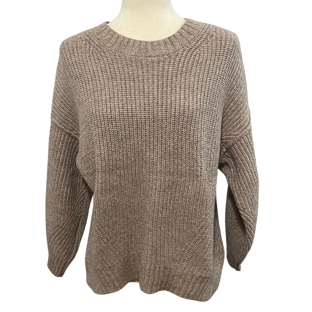 American Eagle Outfitters Crew Neck Sweater Oversized Knit Women’s XS Tan Cream - Picture 3 of 14